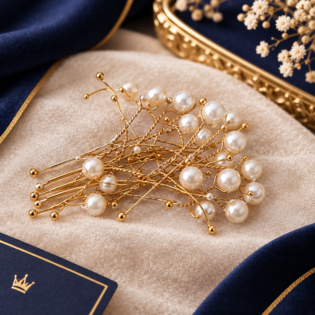 Beautiful pearl gold hair pin