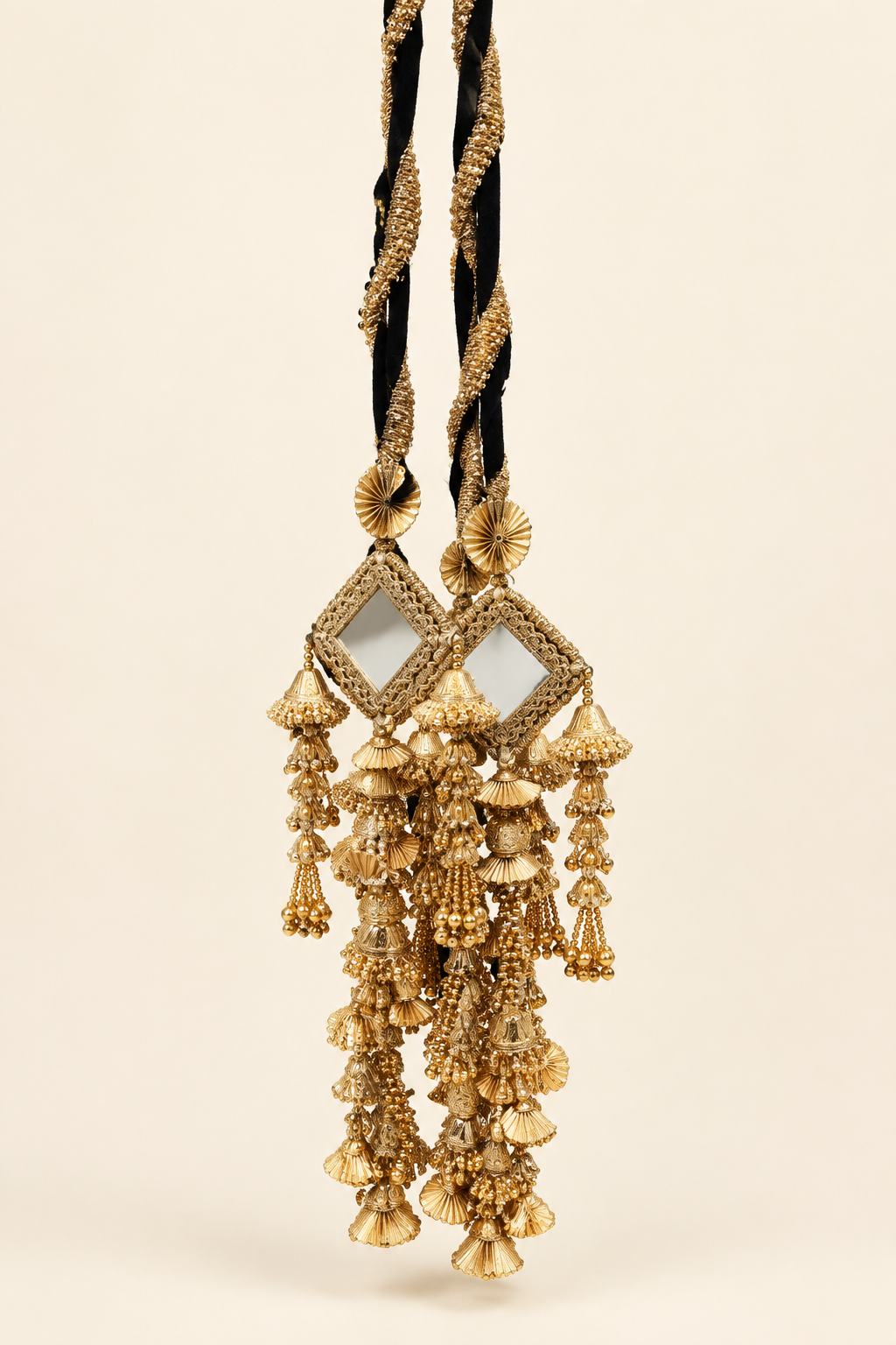 Full-length gold hair accessory on a clean background