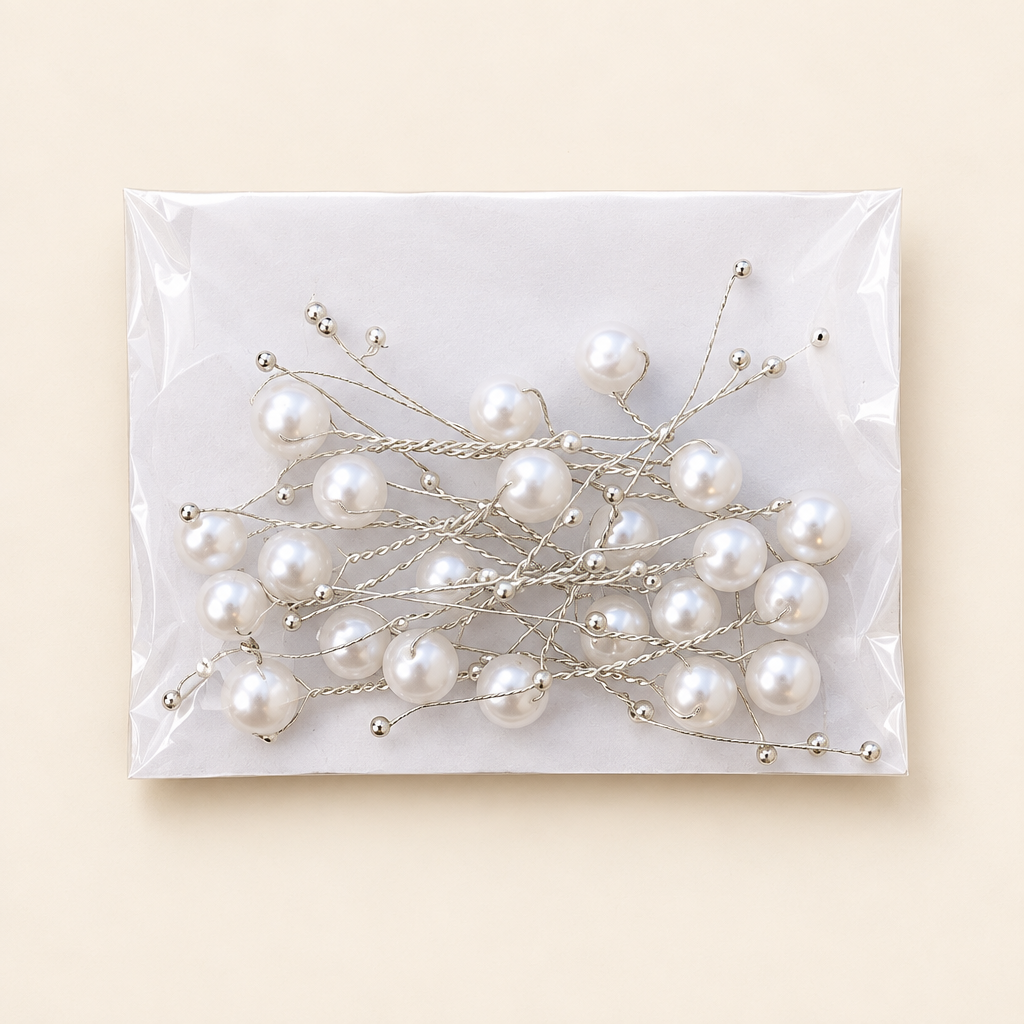 Pearl sprays on a warm ivory background
